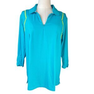 2/$30 NWT XL Swingdish Turquoise Green Trim Women’s Golf Polo 3/4 Sleeve